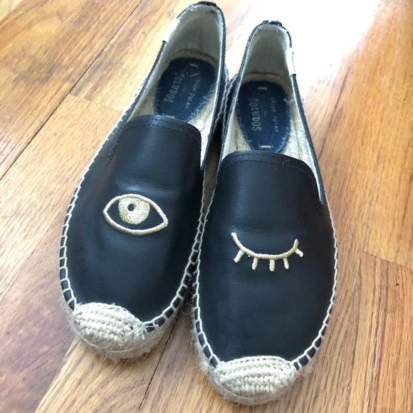 Soludos Embroidered Platform Smoking Slippers Jason Polan wink evil eye - Picture 1 of 3